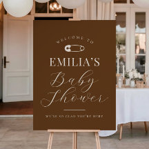 Chocolate Brown Chic Baby Shower Welcome Sign