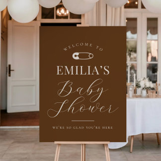 Chocolate Brown Chic Baby Shower Welcome Sign