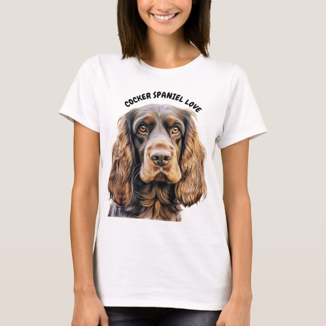 CHOCOLATE BROWN COCKER SPANIEL DOG FACE T-Shirt (Front)