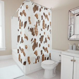 Chocolate Brown Cow print Shower Curtain
