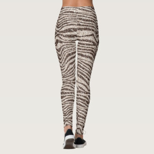 Chocolate Brown Cream Blush Zebra Glitter       Leggings
