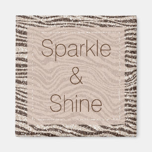 Chocolate Brown Cream Blush Zebra Glitter   Magnet