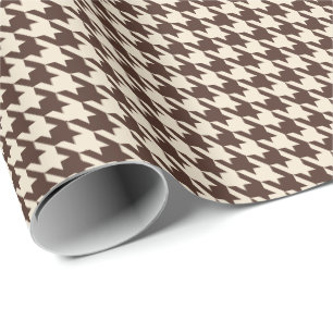 Chocolate Brown & Cream Houndstooth Classic Wrapping Paper
