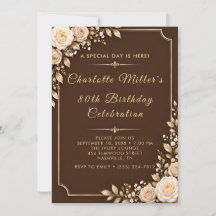 Chocolate Brown Cream Roses 80th Birthday