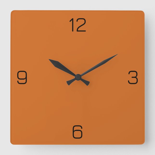 Chocolate Brown D2691E Colour - Option to Add Name Square Wall Clock (Front)