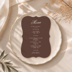 Chocolate Brown Die Cut Wedding Menu Card