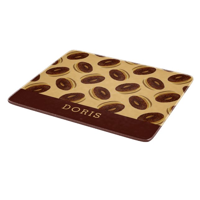 Chocolate brown doughnuts pattern cutting board (Corner)
