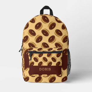 Chocolate brown doughnuts pattern printed backpack