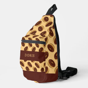 Chocolate brown doughnuts pattern sling bag