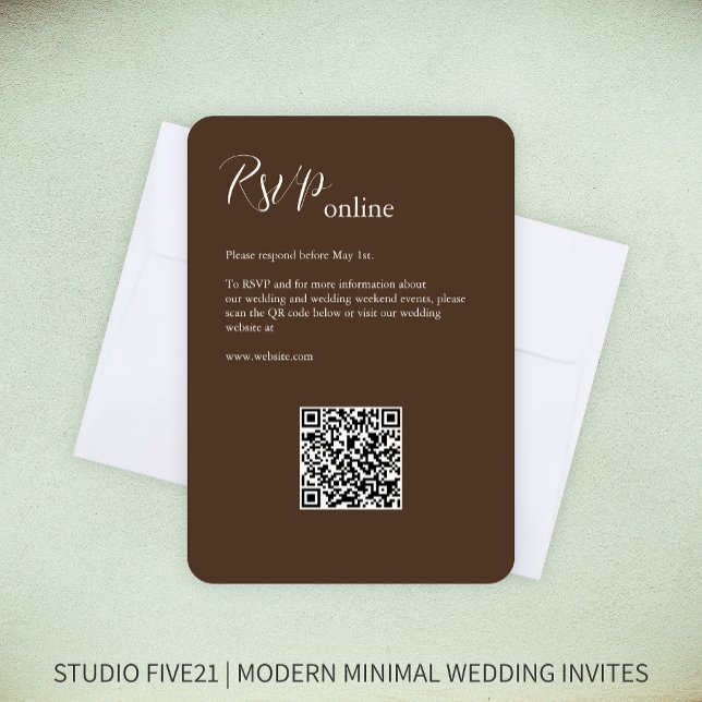 Chocolate Brown • Elegant Modern Wedding RSVP Card (Creator Uploaded)
