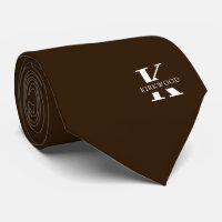 Chocolate Brown Elegant Monogram + Name One-Sided