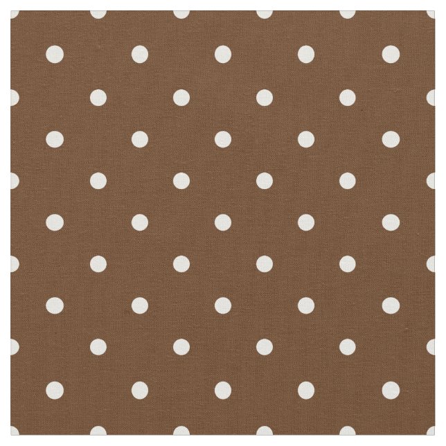 Chocolate Brown Fabric With White Polka Dots Spots (Close Up)