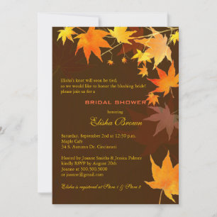 Chocolate Brown Fall Maple Bridal Shower Invitation