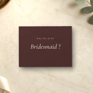 Chocolate Brown Formal Be My Bridesmaid Invitation Postcard