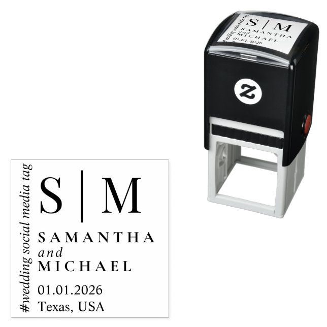 Chocolate Brown Formal Event Easy Wedding Self-inking Stamp (In Situ)