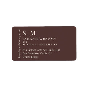 Chocolate Brown Formal Event Suite Wedding Address Label
