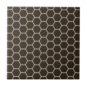 Chocolate Brown Geometric Hexagon Pattern Tile