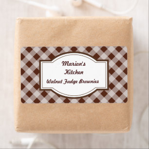 Chocolate Brown Gingham Baking Kitchen Gift Labels