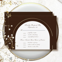 Chocolate Brown Gold Frame Menu Selection RSVP 