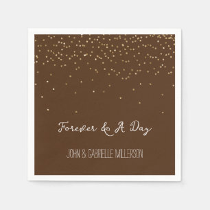 Chocolate Brown Gold Glam Confetti Napkin