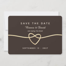 Chocolate Brown Gold Heart Wedding