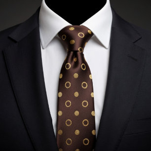 Chocolate Brown & Gold Polka Dot Tie