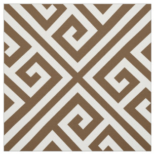Chocolate Brown Greek Key Large Scale Fabric