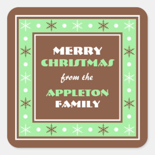 Chocolate Brown & Green Holiday Envelope Seals
