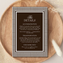Chocolate Brown Harlequin Border Wedding Details