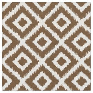 Chocolate Brown Ikat Diamonds Fabric