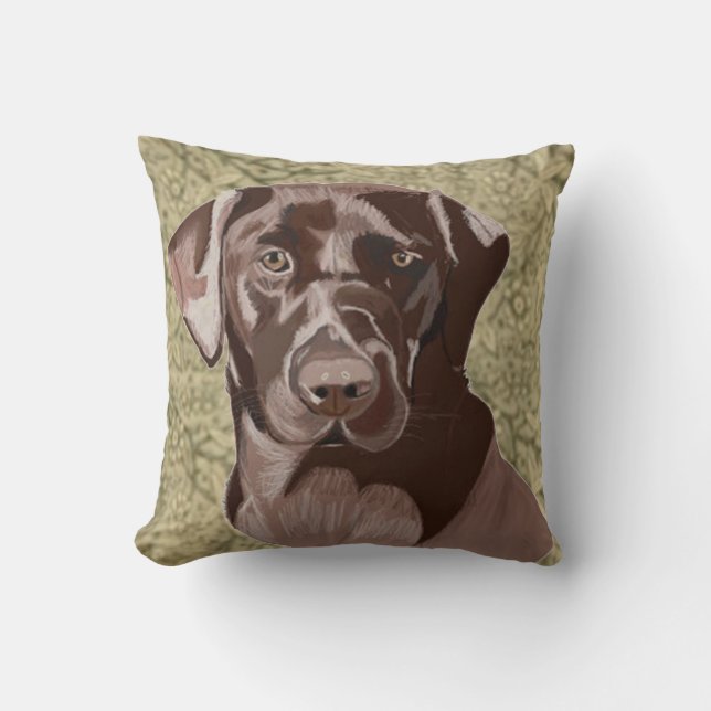 Chocolate Brown Labrador Cushion (Front)
