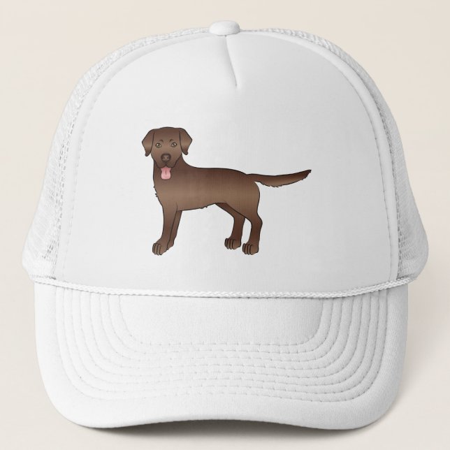 Chocolate Brown Labrador Retriever Cartoon Dog Trucker Hat (Front)