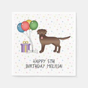 Chocolate Brown Labrador Retriever Dog - Birthday Napkin