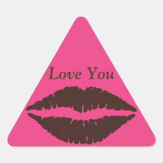 Chocolate Brown Lipstick Print Pink Triangle Sticker
