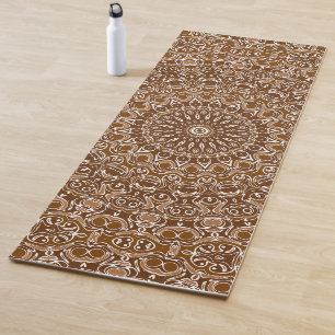 Chocolate Brown Mandala Kaleidoscope Medallion Yoga Mat