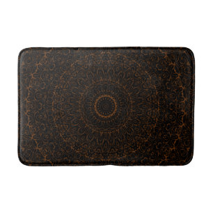 Chocolate Brown Mandala with Intricate Symmetry Bath Mat