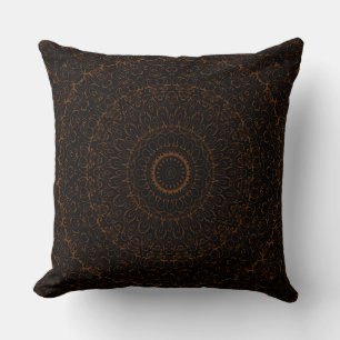 Chocolate Brown Mandala with Intricate Symmetry Cushion