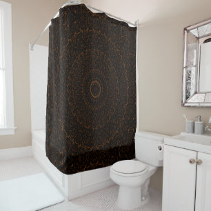 Chocolate Brown Mandala with Intricate Symmetry Shower Curtain