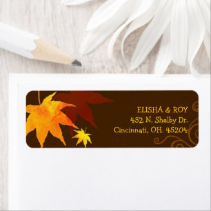 Chocolate Brown Maple Leaf Wedding Return Address