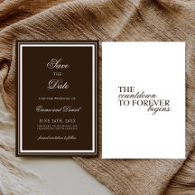 Chocolate Brown Minimalist Elegant Classic Wedding