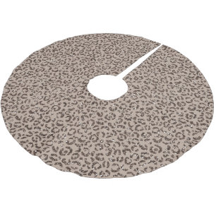 Chocolate Brown Mocha Cream Leopard Glitter Brushed Polyester Tree Skirt