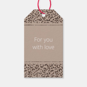 Chocolate Brown Mocha Cream Leopard Glitter   Gift Tags