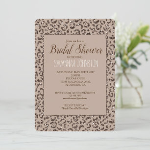 Chocolate Brown Mocha Cream Leopard Print Glitter  Invitation