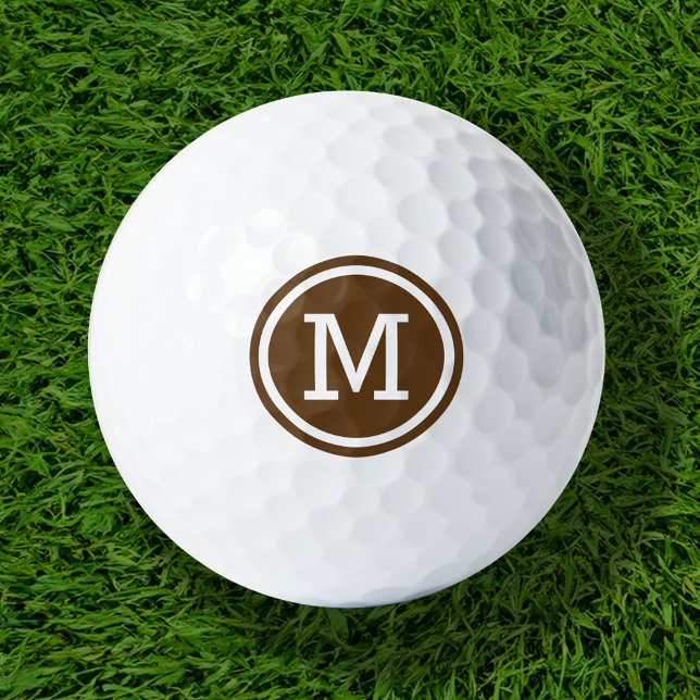 Chocolate Brown Monogram Personalised Golf Balls (Creator Uploaded)