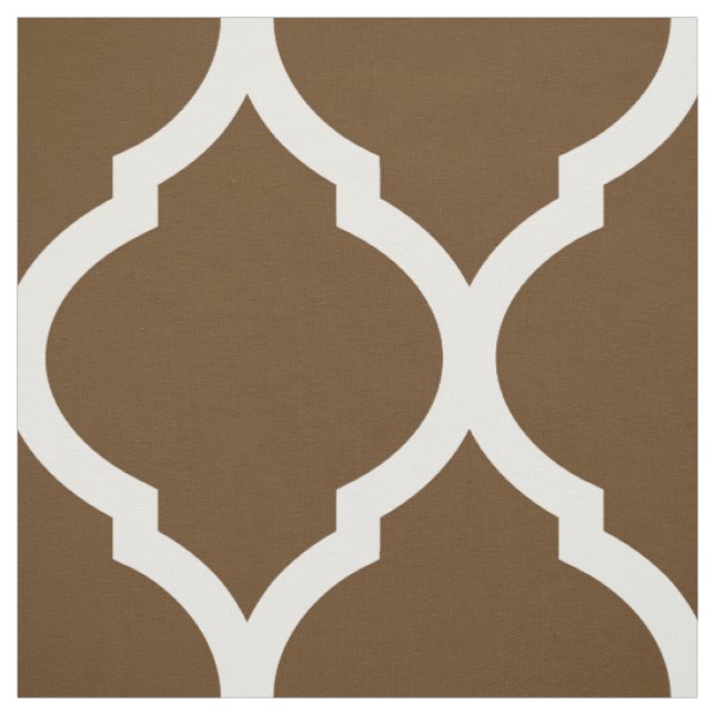 Chocolate Brown Moroccan Quatrefoil Large Scale Fabric (Swatch)