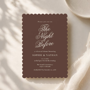 Chocolate Brown Old Money Rehearsal Dinner Invitation