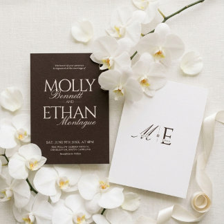 Chocolate Brown Old Money Wedding Invitation
