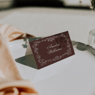 Chocolate Brown Old Money Wedding Place Cards