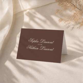 Chocolate Brown Old Money Wedding Thank You Card