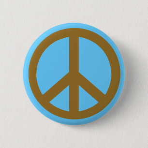 Chocolate Brown Peace Symbol Products 6 Cm Round Badge